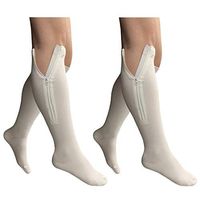 HealthyNees White 2 Pairs 20-30 mmHg Zipper Compression Closed Toe (3XL - 2 Pairs)