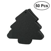 BESTOYARD 50pcs Christmas Tree Shape Label Kraft Paper Vintage Hang Blank Name Card Tag Price Tags Wedding Party Gift Tags (Black)