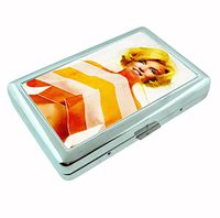 Marilyn Monroe Biting Shear Cover Up Classic Sexy Metal Silver Cigarette Case Holder Wallet RFID-blocking