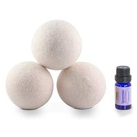 Smart Design Wool Dryer Balls - Natural Fabric Softener - Eliminates Wrinkles & Reduces Static - Includes Lavender Essential Oil - for Laundry, Clothes, Fabrics - Home Organization - (3 Pack) [White]