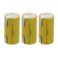 3x Exell D Size 1.2V 5000mAh NiCD Rechargeable Batteries with Tabs for high power static applications (Telecoms, UPS and Smart grid), electric mopeds, meters, radios, RC devices, electric tools