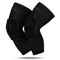 RoryTory Padded Compression Leg Sleeves Basketball Knee Pads Brace Support for Football Volleyball Baseball Soccer Tennis Sports Protection Men Women Adults - (1 Pair) Large Size | Solid Black
