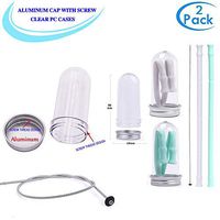 Extra Long 10" Collapsible straws Food Grade Silicone Drinking Straws Portable Reusable Washable Straws With cleaning brush and case (B Cyan and Gray, 2 Packs)