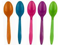 Worlds Disposable Medium Mixed Corlor Frozen Yogurt Ice Cream Spoons,Frozen Dessert Supplies Spoons 50 Count