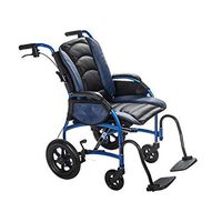 Troy Technologies | Premium Lightweight Portable Wheelchair, Deluxe Travel Package (Black/Blue)