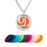JewelryHouse Initial Letter A-Z Alphabet Essential Oil Diffuser Necklace For Women Men Aromatherapy Pendant Stainless Steel Locket Pendant