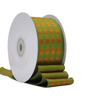 【 Ribbon King 】 1-1/2” Green Jacquard Plaid Ribbon Perfect for Ceremony Home Decor, Craft Trim Use, Cake Packing, Wedding Stylish Gift Box Floral Wrapping, 25 Y Yard