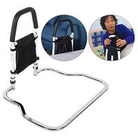 LLF Bed Rails for Elderly, Adults Stainless Steel Side Guard Assist Support Grab Bar with Storage Pouch, Non-Slip Grab Handle