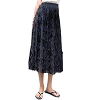 Womens Long Skirt Tulle High Waist Pleated Tutu Skirt Casual Irregularl Summer Beach Skirt Teresamoo Black