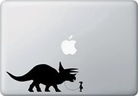 Yadda-Yadda Design Co. Pet Dinosaur - Triceratops w Girl - Vinyl Decal for Laptop | MacBook | Appliances YYDC (7" w x 3" h) (Girl - Face Right, Black)