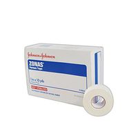 Johnson and Johnson JJ5104 Zonas Porous Adhesive Tape | Self-Adhesive Breathable Porous Tape with an Elasticized Cotton Cloth Backing - 1" x 10 yd, White (12 Rolls)