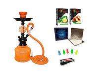 Glass Hookah Shisha Nargile Smoke Pipe 14" by Al Fakher, in Leather Case (Dolphin) (Ice Clear) Replacement parts are available