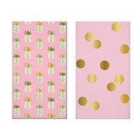 Everyday Bathroom Guest Towels, Disposable Paper Buffet Napkins, Set of 2 Packages of 16 (Pink Pineapple)