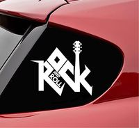 Slap-Art Rock and roll Music Guitar Electric Vinyl Decal Sticker (White)