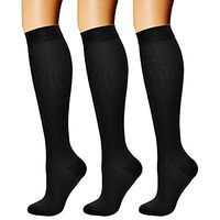 Compression Socks 15-25mmHg Nursing Running Travel Pregnancy Maternity (3 Pairs)(Black, S/M)