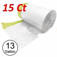 15 Ct 13 Gallon Commercial Kitchen Drawstring Trash Bag Garbage Bag Yard Clear