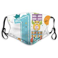 Fashion Comfortable Windproof mask,First Cake Candle Owls Family with Box Party Theme,Printed Facial Decorations for Unisex S