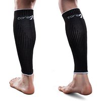 CoreSport Athletic Leg Sleeves for Support - 15-20mmHg Mild Compression for Athletes (Black, Small)
