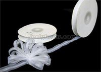 3/8" White Organza Thin Pull Bow String Ribbon (25 Yard) Gift Wrapping Favor Decorating