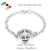 constantlife Hypoallergenic Essential Oil Diffuser Locket Bracelet -Stainless Steel Aromatherapy Scent Jewelry (Cross2)