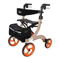 Rolling Walkers Shopping Trolley Walker Shopping Cart Folding Wheelchair Home Shopping Cart with Seat Portable Walker Old Man Crutches Gift Can Bear 100 Kg (Color : Gold, Size : 607377-86cm)