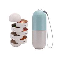 Pill Box Organizer - Portable Pocket Weekly Pill Case Dispenser Holder Grain Fiber Travel 7 Day Medication Box Cases Containers Planner Waterproof Moisture Proof for Vitamins Fish Oil Supplements