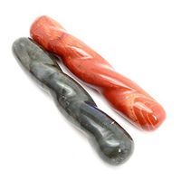 Satin Crystals Wand Massage Set 4.75" Premium Labradorite & Red Jasper Healing Holistic Therapy Stones P03-IDC