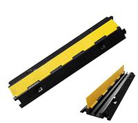 2 Pack Rubber Speed Bumps 2 Channel Cable Protector Ramp Heavy Duty Load Capacity Cable Wire Cord Cover Driveway Speed Bump for Workshop, Road, Stage, Exhibition, Wharf, Port 40"x10"x2"