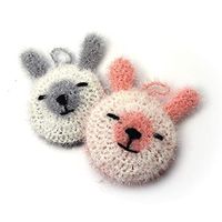 Super Cute Rabbit Dish Scrubber (2 pk) 100% Hand Made Multi-Use Non-Scratch No Mildew Odor Smell Like Sponge or Dishcloths