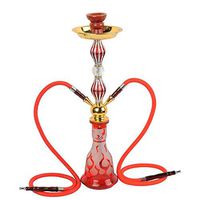 Kumiy 19.6" 2 Hose Hookah Combo Kit Set, Shisha Pipe Glass Base Metal Material Smoking Water Pipe Bong?Arab Luxury Extreme Series/Family Gathering/Party (E)