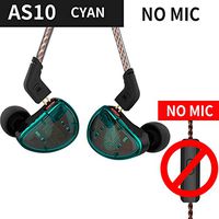 KZ AS10 Headphones 5BA Balanced Armature Driver HIFI Bass Earphones In Ear Monitor Sport Headset Noise Cancelling Earbuds (Without Mic, Blue)