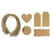 AllyDrew 100 Gift Tags/Kraft Hang Tags & Cut Strings for Gifts, Crafts, Price Tags