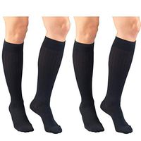 Truform Women's Fit Compression Socks, Rib Knit Pattern, 15-20 mmHg, Navy, Medium (Pack of 2)