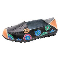 HebeTop Women Casual Flat Soft Bottom Outdoor Shoes Women Leisure Comfortable Slip On Colorful Peas Boat Shoes Black