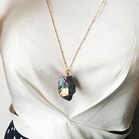 Point Healing Gold Plated Necklace Natural Stone Pendant Quartz Colorful Stone Prom Bright Cute Stylish For gift Lovely Women Womens Accessory Daily Best