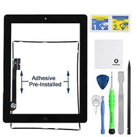 Fixcracked Touch Screen Replacement Parts Digitizer Glass Assembly for Ipad 3 + Professional Tool Kit （black）