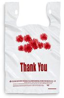 1000ct Red Daisy Flower Thank You Plastic Large T-Shirt Carry Out Bags Plastic Grocery Bags