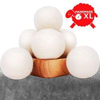 CompuClever Wool Dryer Balls XL 6 Pack - 2.96" Natural Organic Fabric Softener - 100% New Zealand Premium Reusable Laundry Dryer Balls - Shorten Drying Time & Reduces Winkles