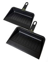 ELITRA Heavy Duty Dust Pan with Duel Combs 12" - 2 Pack - Black