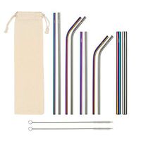 Stainless Steel Drinking Straws - Complete Set 10 Straws, 2 Brush Cleaners & Travel Case - Eco Friendly - Straight & Bent Plus Wide Smoothie/Boba Straws - Perfect for 20, 30oz. Yeti/RTC Tumblers etc.