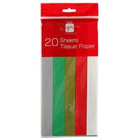 Giftmaker Christmas Coloured Tissue Paper XAHGA101-5 Festive Colours - 20 Sheets,19.7" x 19.7" …