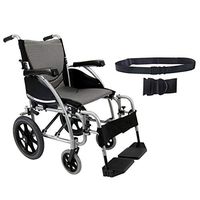 Karman S-Ergo 115 Ergonomic Transport Wheelchair | S-Style Seat Size 16" X 17" | Wire Break & Standard Swing Away Legrest | Frame Color - Pearl Silver & Free Black Wheelchair Seatbelt!