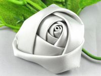 Wholesale 14pcs Big Satin Ribbon Rose Flower DIY Craft Appliques (Gray)