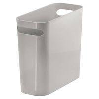 mDesign Slim Plastic Rectangular Small Trash Can Wastebasket, Garbage Container Bin with Handles for Bathroom, Kitchen, Home Office, Dorm, Kids Room - 10" High, Shatter-Resistant - Gray