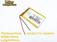 3.7V 1500mAh 503482 Lithium Polymer Ion Rechargeable Battery Lithium Polymer Li-Po Battery for MP4 GPS MP3 Bluetooth Stereo DIY Gift