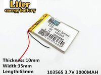 3.7V 3000mAh 103565 Lithium Polymer Ion Rechargeable Battery Lithium Polymer Li-Po Battery for MP4 GPS MP3 Bluetooth Stereo DIY Gift