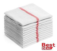 Soft 3 Pack Absorbent White Cotton RED Striped 15 x 25'' Dish Towels Kitchen Cotton