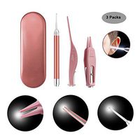 3 Pcs Ear Wax Removal Set- Ear Pick Ear Wax Remover Kit with LED Light- Tweezers for Ear Cleaning and Nose Cleaning Suit for Children & Adult