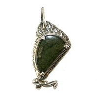 Moldavite Large Sterling Silver Fairy Butterfly Design Pendant