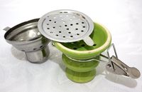 Hookah Shisha Bowl with Stainless Steel Wind Cover - GREEN Ceramic Bowl and Metal Screen for Hooka Nargila